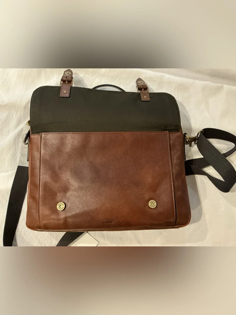 Fossil Miles Unisex Brown Leather Workbag Briefcase NEW